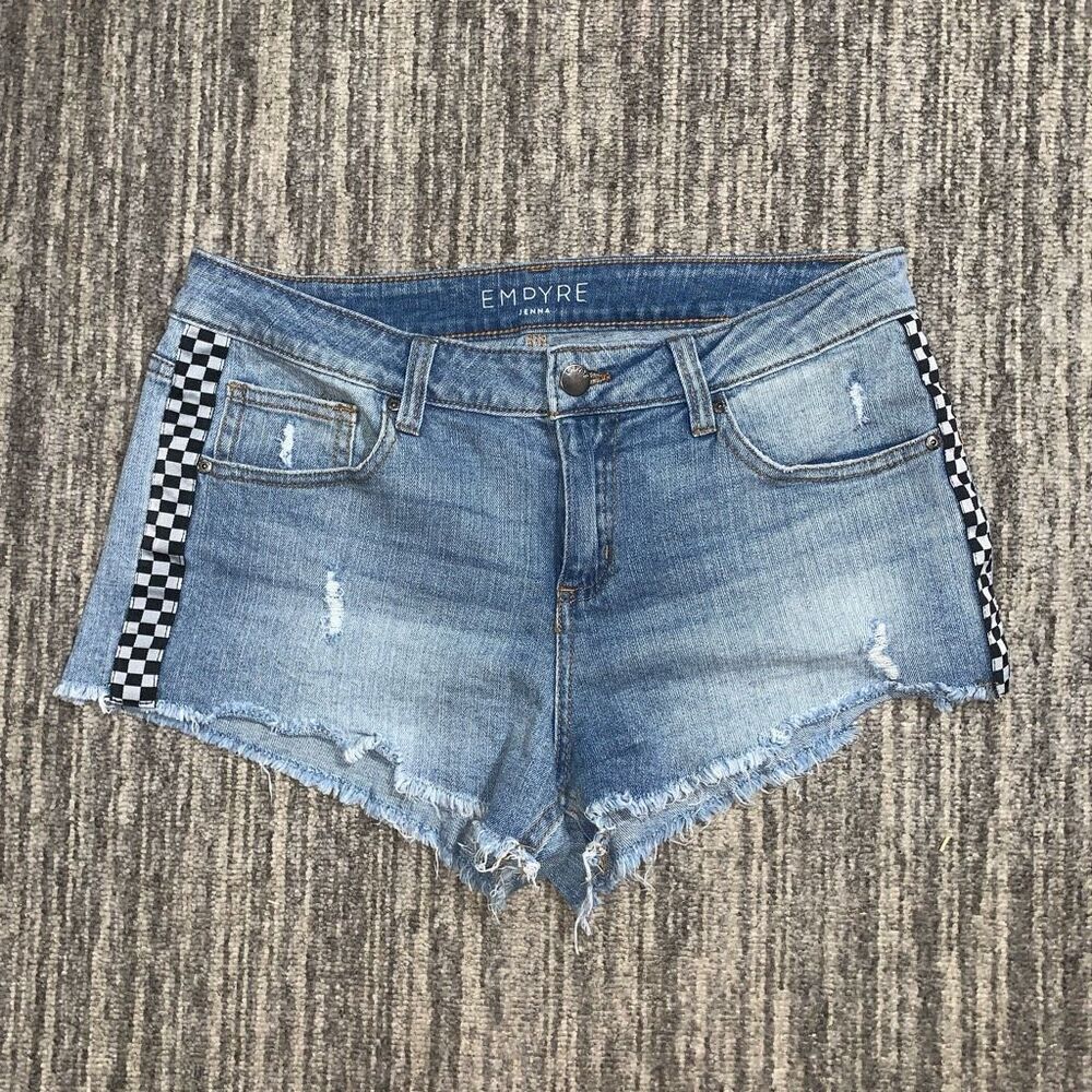 Y2K Empyre Jenna Teens Junior Size 9 Cut Off Distressed Jean Shorts Blue Cotton